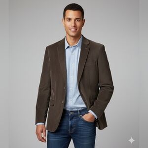 DELAHAYE IZAC4MEN Two-Tone Brown Cotton Velvet Texture Blazer 54/44R